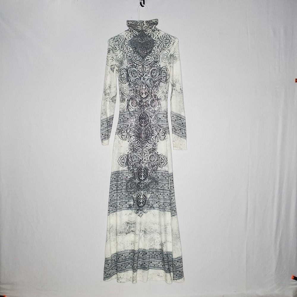 Vintage Y2K S-Twelve Sequin Turtleneck Maxi Dress S Graphic Whimsygoth Witchy